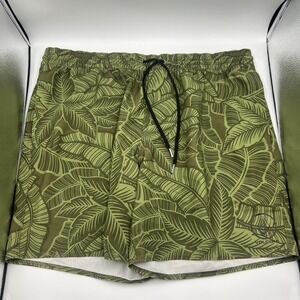 Volcom Swim Trunks Leaf‎ Print Drawstring Casual Shorts XXL